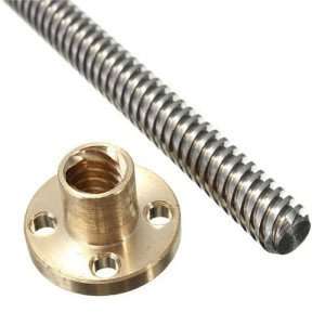 400mm Trapezoidal 4 Start Lead Screw 8mm Thread 2mm Pitch Lead Screw with Copper Nut - Image 1